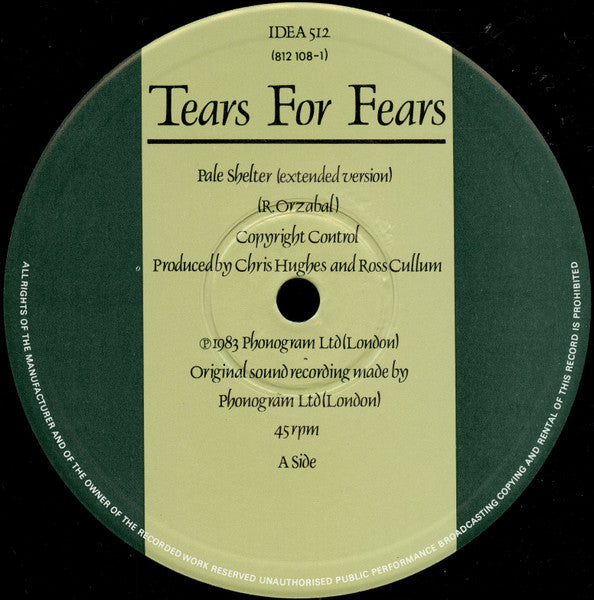 Tears For Fears : Pale Shelter (12")