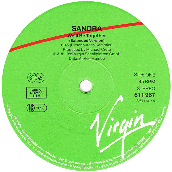 Sandra : We'll Be Together ('89 Remix) (12", Single, Rou)