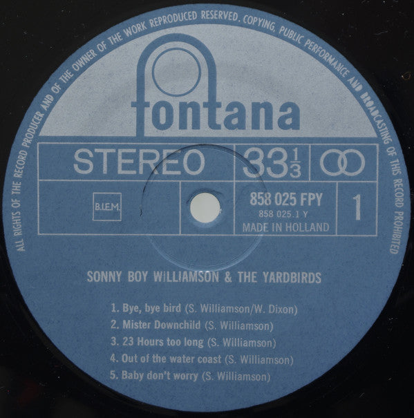 Sonny Boy Williamson (2) & The Yardbirds : Sonny Boy Williamson & The Yardbirds (LP, Album, RE)