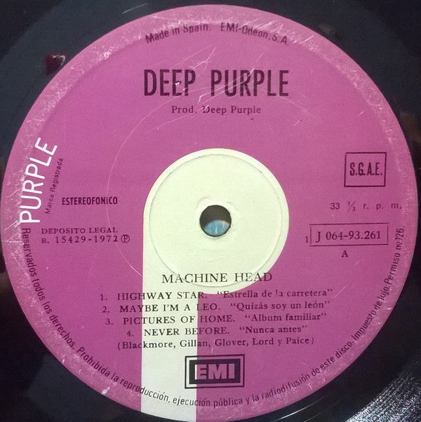 Deep Purple : Machine Head (LP, Album, Gat)