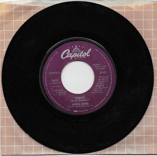 April Wine : Tonite / Ladies Man (7", Single)