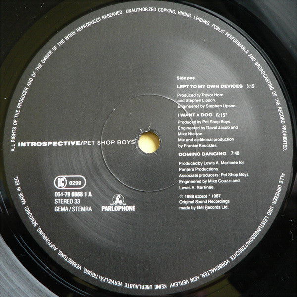 Pet Shop Boys : Introspective (LP, Album, No )