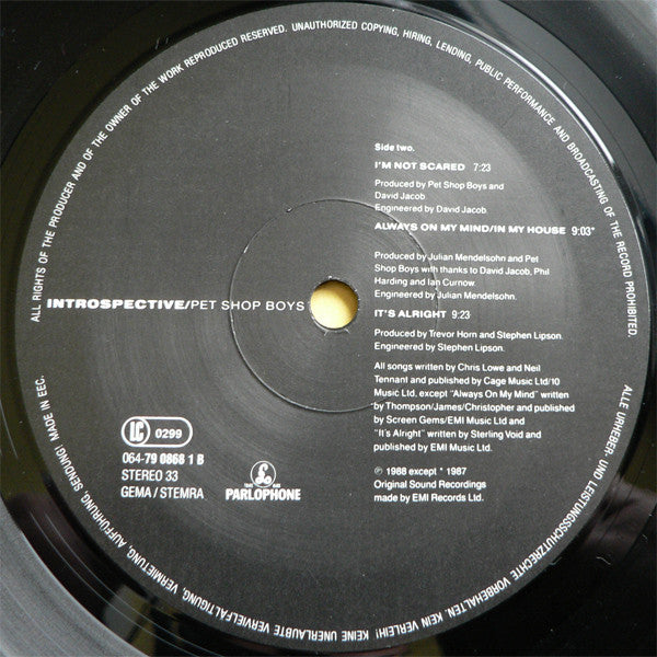 Pet Shop Boys : Introspective (LP, Album, No )