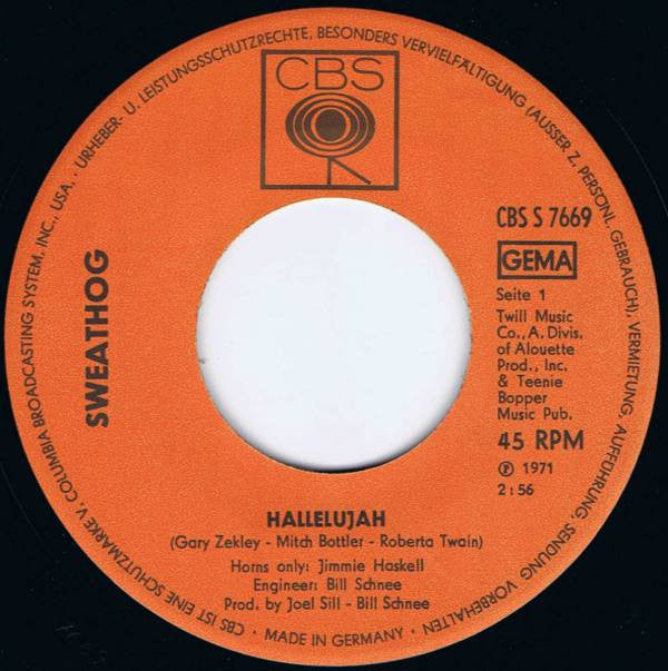 Sweathog : Hallelujah (7", Single)