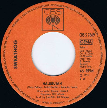 Sweathog : Hallelujah (7", Single)