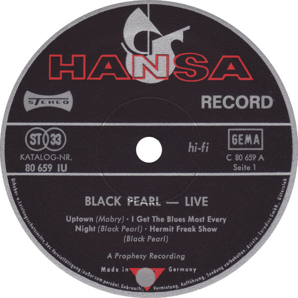 Black Pearl (9) : Live (LP, Album, Gat)