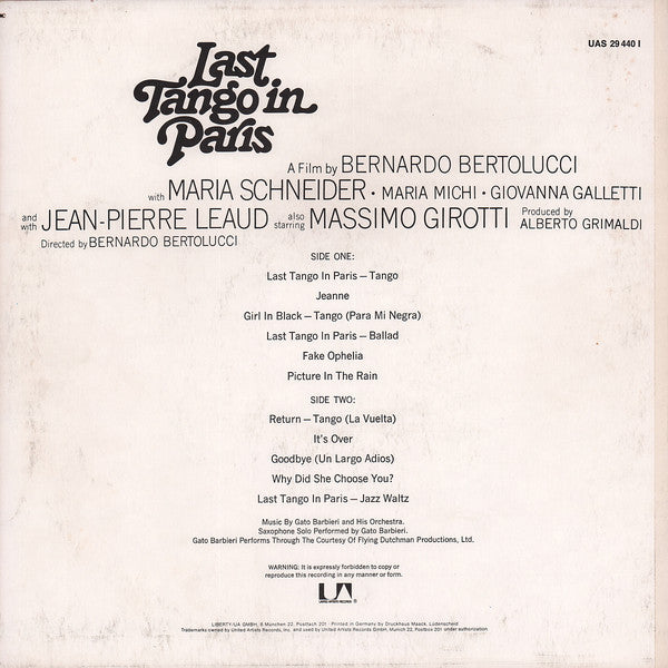 Gato Barbieri : Last Tango In Paris (LP, Album)
