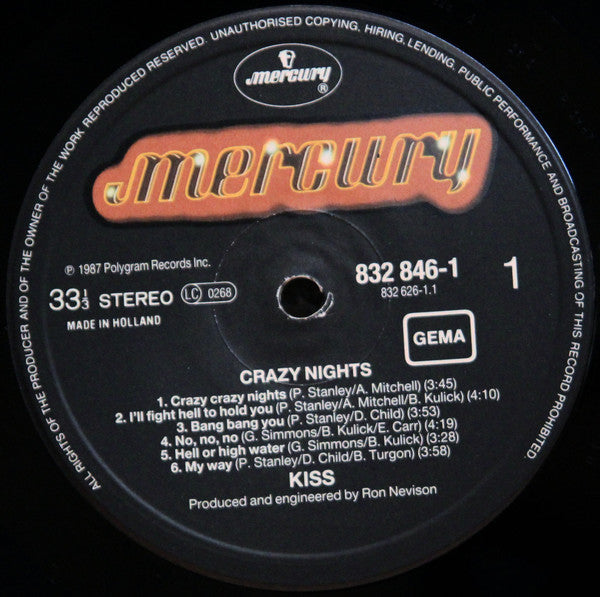 Kiss : Crazy Nights (LP, Album)