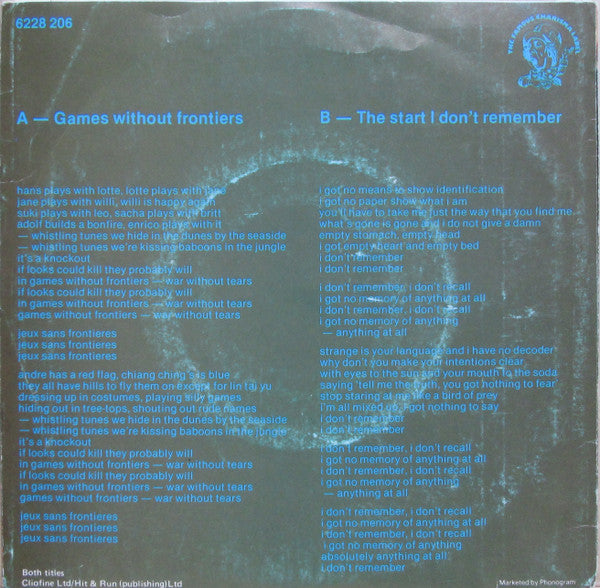 Peter Gabriel : Games Without Frontiers (7", EP)