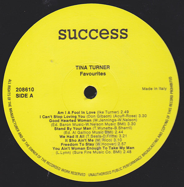 Tina Turner With Ike Turner & The Ikettes : Favourites (LP, Comp)