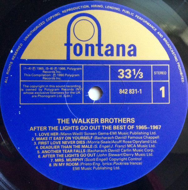 The Walker Brothers : After The Lights Go Out - The Best Of 1965-1967 (LP, Comp)