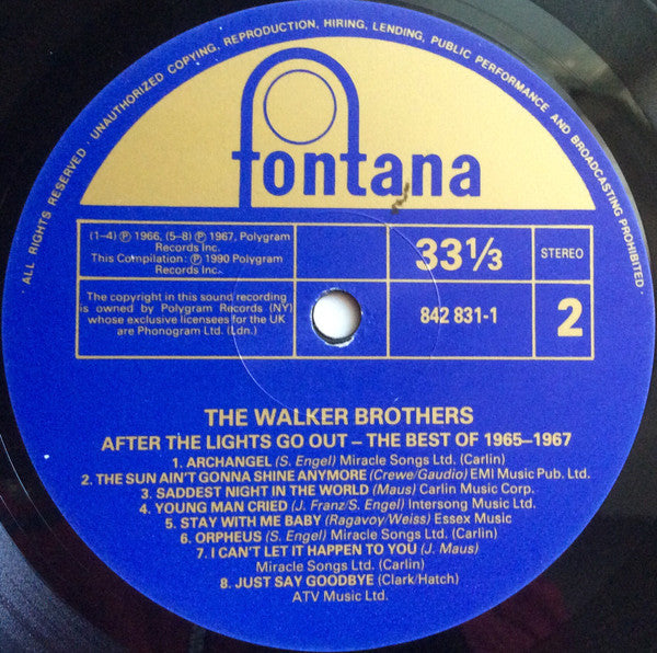 The Walker Brothers : After The Lights Go Out - The Best Of 1965-1967 (LP, Comp)