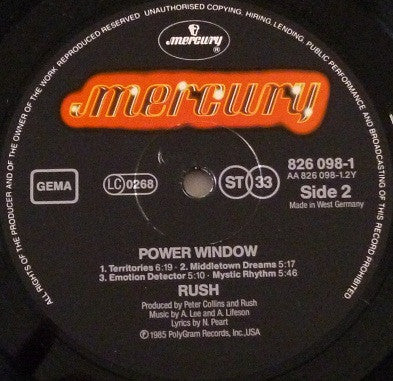 Rush : Power Windows (LP, Album, M/Print)