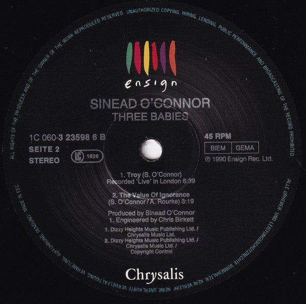 Sinéad O'Connor : Three Babies (12")
