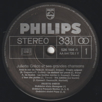 Juliette Gréco : Et Ses Grandes Chansons (LP, Comp, RE)
