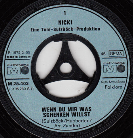 Nicki (8) : Wenn Du Mir Was Schenken Willst (7", Single)