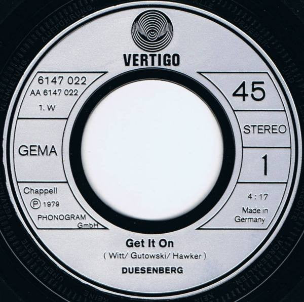 Duesenberg : Get It On (7", Single)
