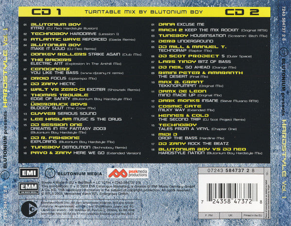Various : Blutonium Presents Hardstyle Vol. 1 (2xCD, Copy Prot., Mixed)