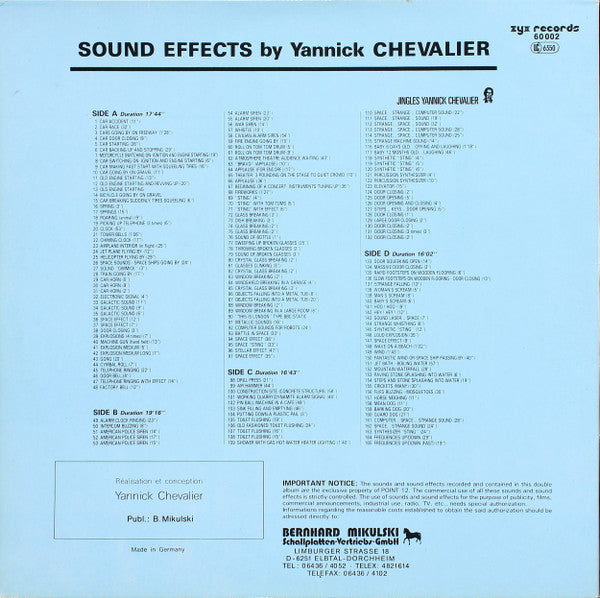 Yannick Chevalier : Sound Effects - Jingles Specially For D.J.'s Vol. 6 (2xLP)