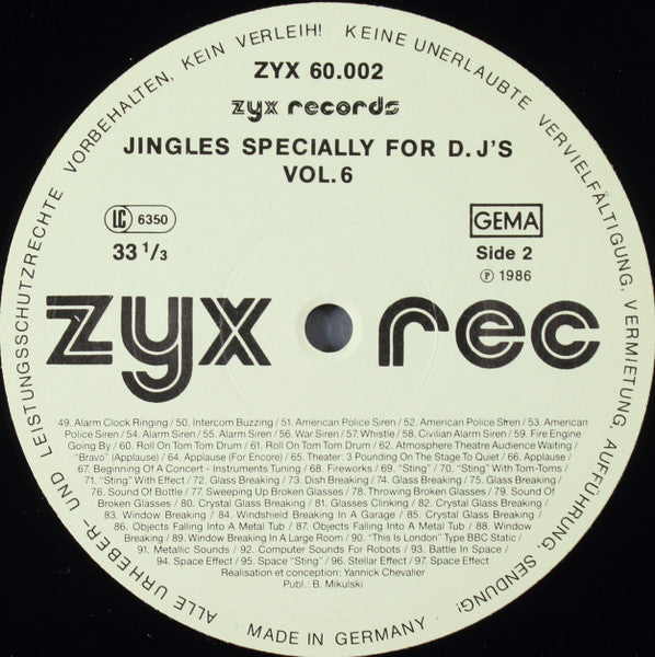 Yannick Chevalier : Sound Effects - Jingles Specially For D.J.'s Vol. 6 (2xLP)