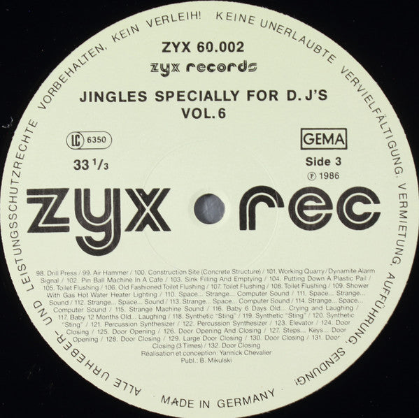 Yannick Chevalier : Sound Effects - Jingles Specially For D.J.'s Vol. 6 (2xLP)