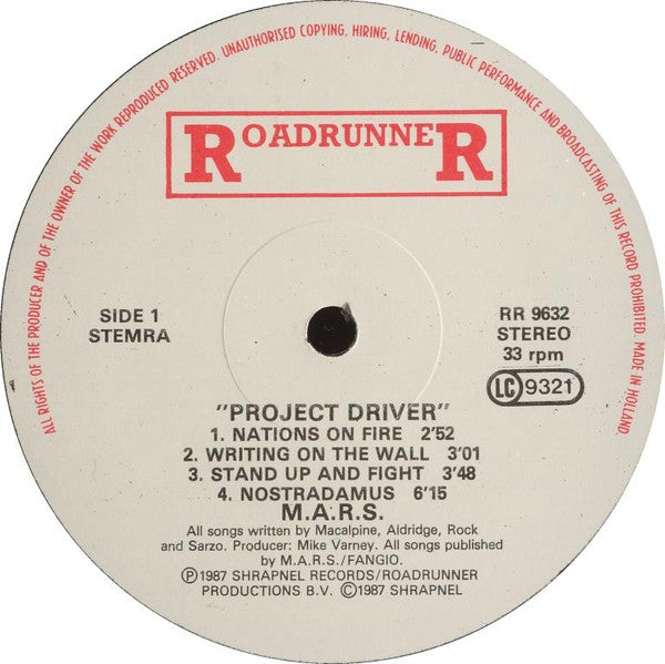 MacAlpine-Aldridge-Rock-Sarzo : Project: Driver (LP, Album)