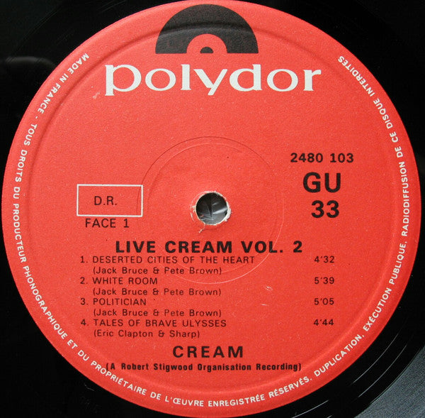 Cream (2) : Live Cream Volume II (LP, Album)