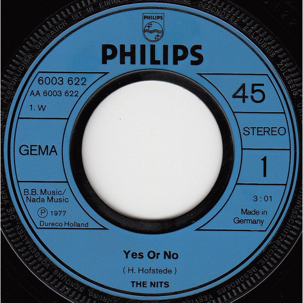 The Nits : Yes Or No (7", Single)