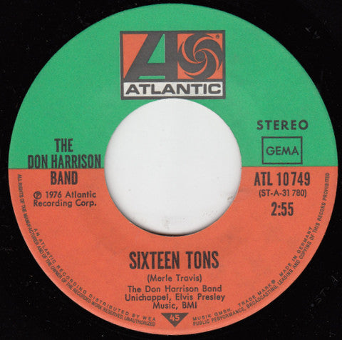 The Don Harrison Band : Sixteen Tons (7", Single)