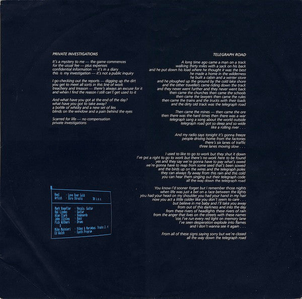 Dire Straits : Love Over Gold (LP, Album, Bla)
