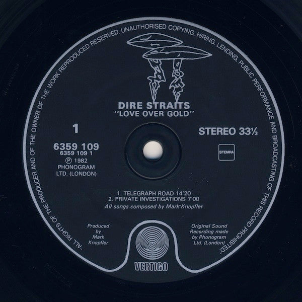 Dire Straits : Love Over Gold (LP, Album, Bla)