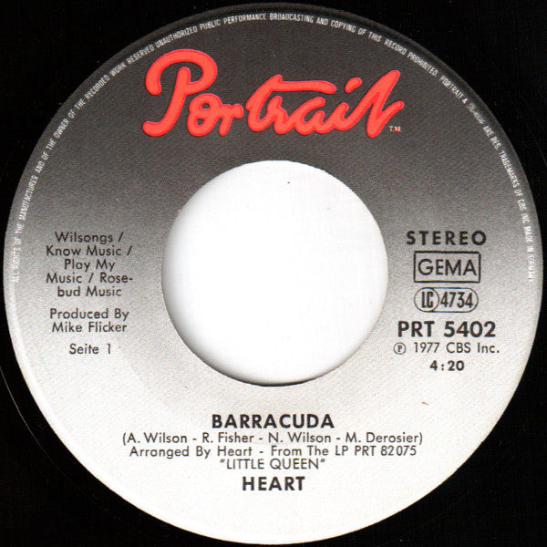 Heart : Barracuda (7", Single)
