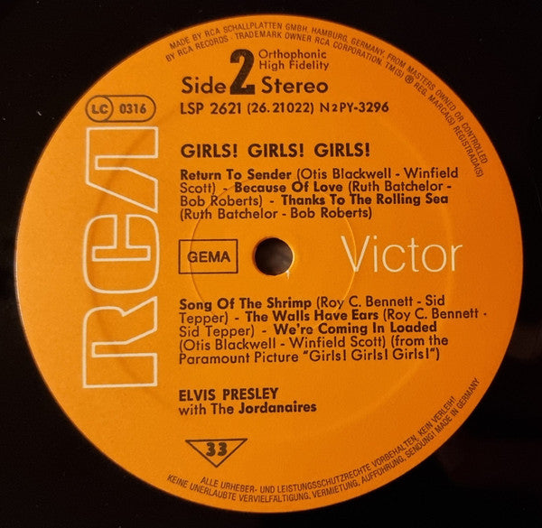 Elvis* : Girls! Girls! Girls! (LP, Album, RE)