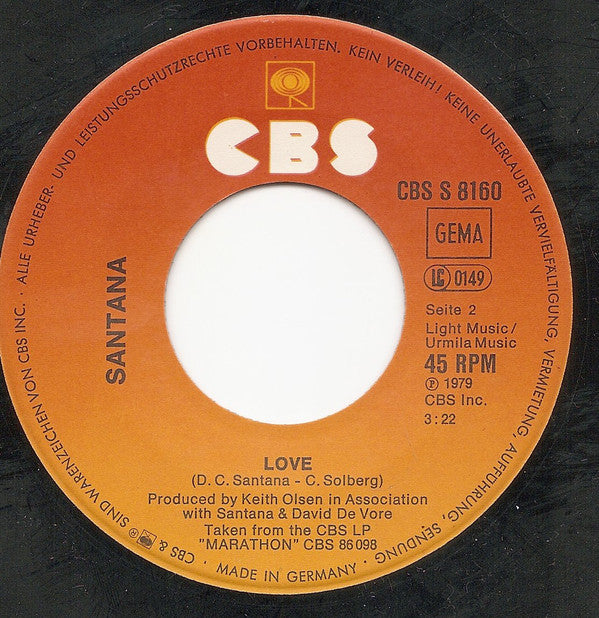 Santana : All I Ever Wanted (7", Single)
