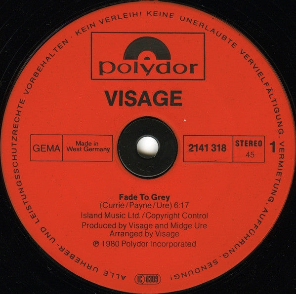 Visage : Fade To Grey (12", Maxi)