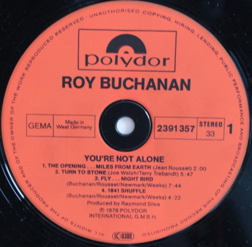 Roy Buchanan : You're Not Alone (LP, Album)