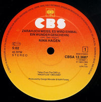 Nina Hagen : Zarah (Ich Weiss, Es Wird Einmal Ein Wunder Geschehn) (Special Long Version) (12", Maxi)
