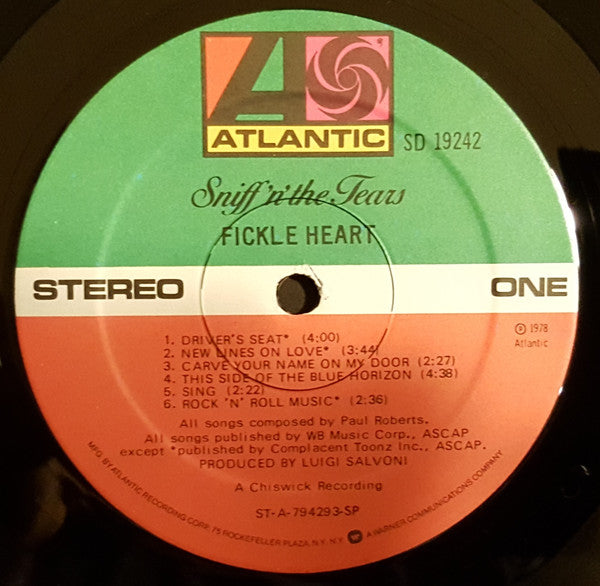Sniff 'n' the Tears : Fickle Heart (LP, Album, SP)