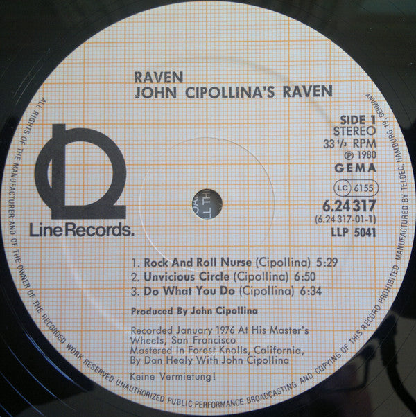 John Cipollina / Raven (13) : John Cipollina's Raven (LP, Album)