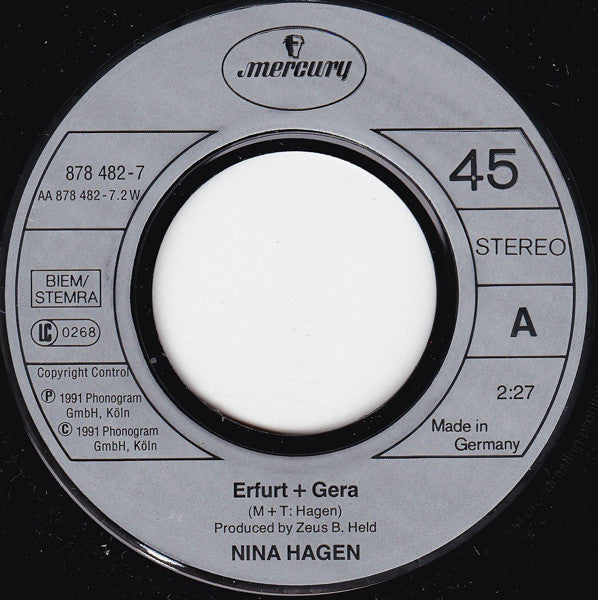 Nina Hagen : Berlin / Erfurt + Gera (7", Single)