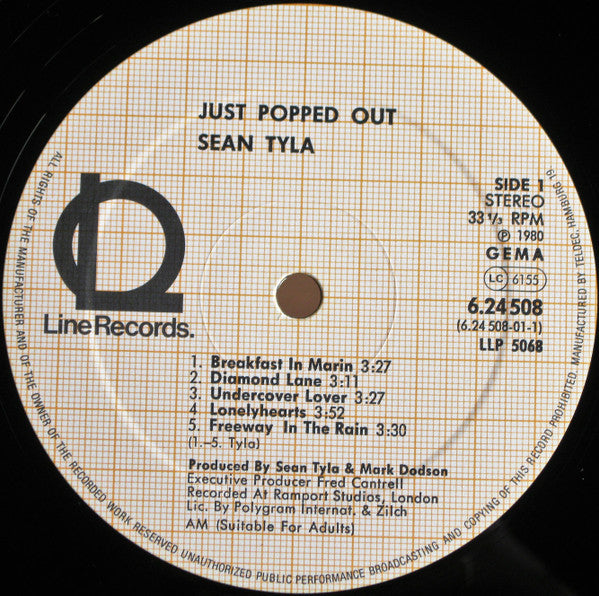 Sean Tyla : Sean Tyla's Just Popped Out (LP, Album)