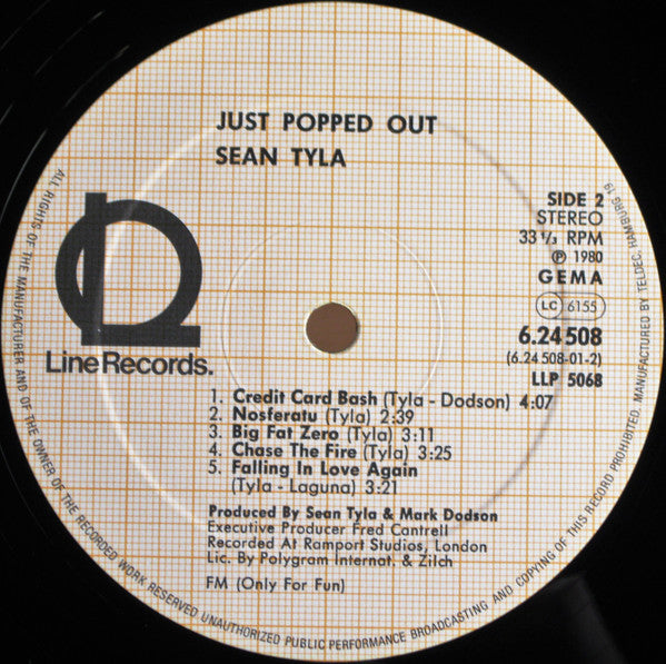Sean Tyla : Sean Tyla's Just Popped Out (LP, Album)