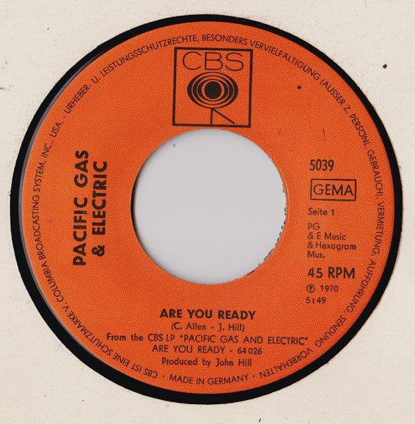Pacific Gas & Electric : Are You Ready (7", Single)