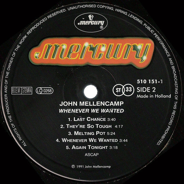 John Mellencamp* : Whenever We Wanted (LP, Album)