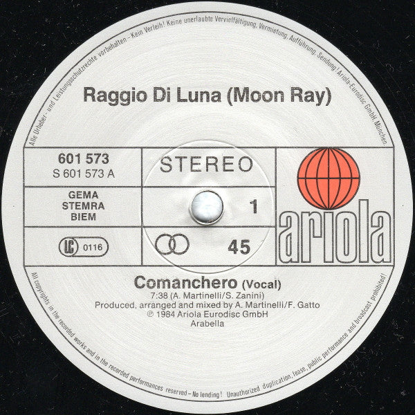 Raggio Di Luna (Moon Ray)* : Comanchero (12", Maxi)