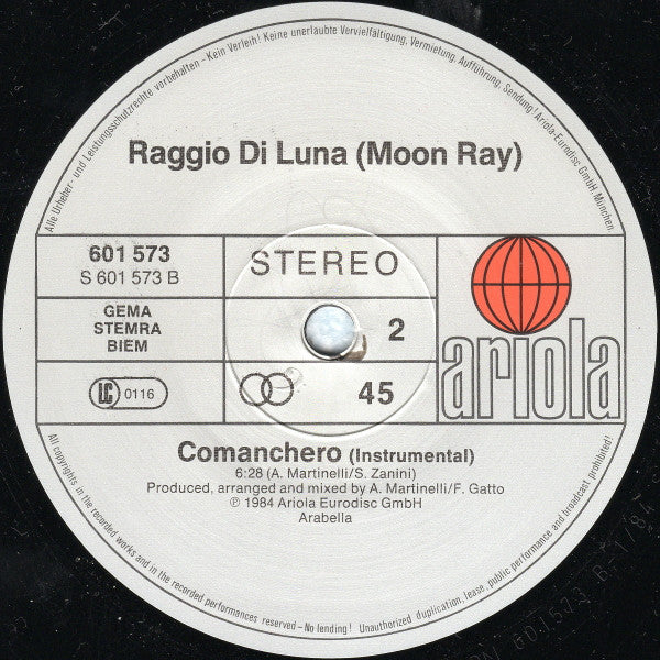 Raggio Di Luna (Moon Ray)* : Comanchero (12", Maxi)