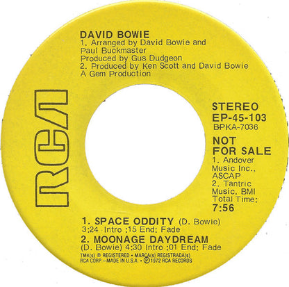 David Bowie : Space Oddity, Moonage Daydream, Life On Mars?, It Ain't Easy (7", EP, Promo)