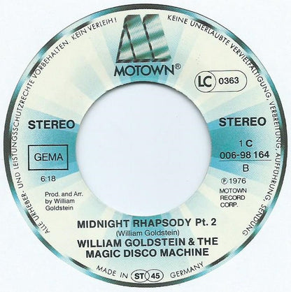 William Goldstein & The Magic Disco Machine : Midnight Rhapsody (7", Single)