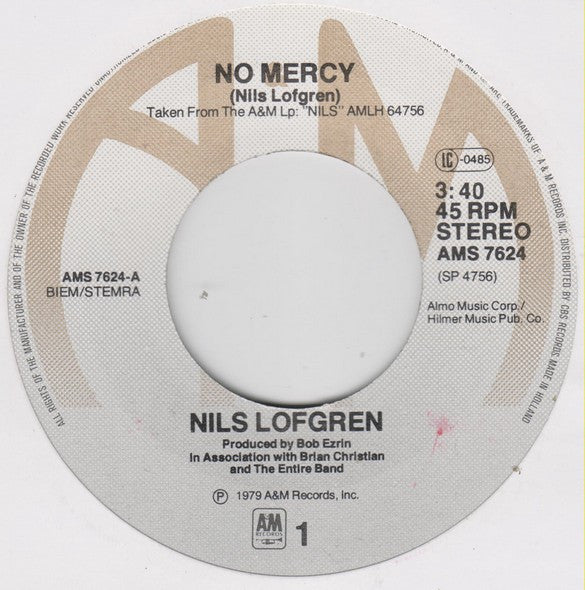 Nils Lofgren : No Mercy (7", Single)