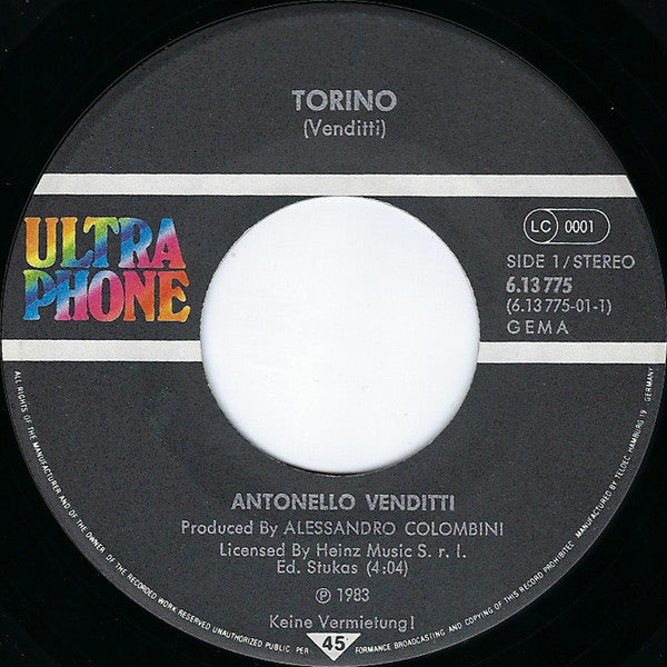 Antonello Venditti : Torino (7", Single)